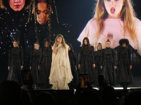 Taylor Swift preforms her song, My Tears Ricochet, at the Eras Tour. 