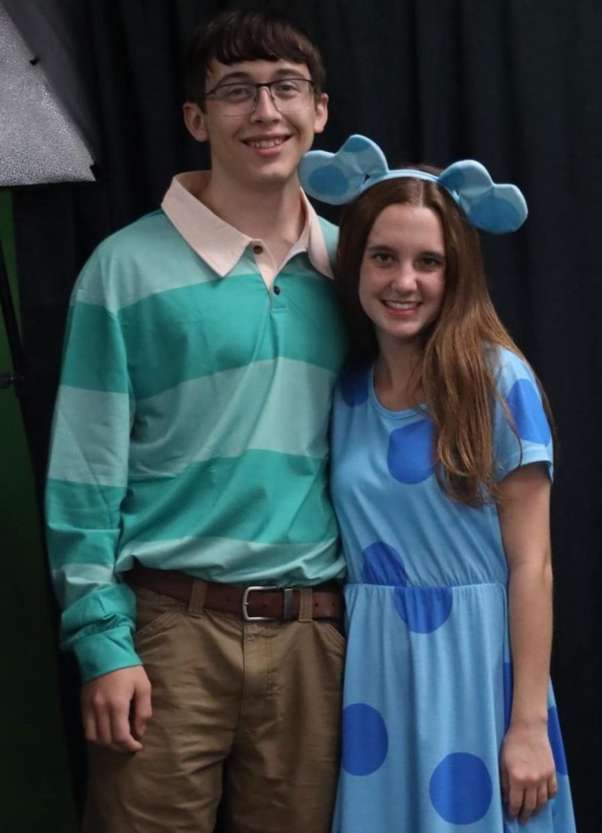 Aiden Greaver and Allie Thomas, 12th grade, dressed up as the popular childrens characters from Blues Clues. 