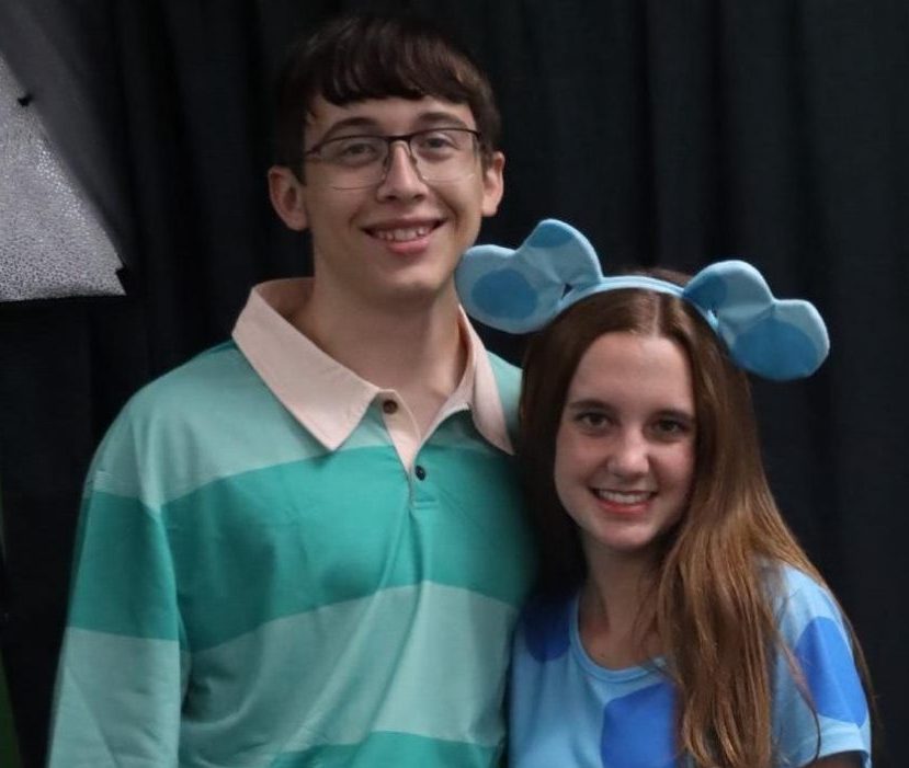 Aiden Greaver and Allie Thomas, 12th grade, dressed up as the popular childrens characters from Blues Clues. 