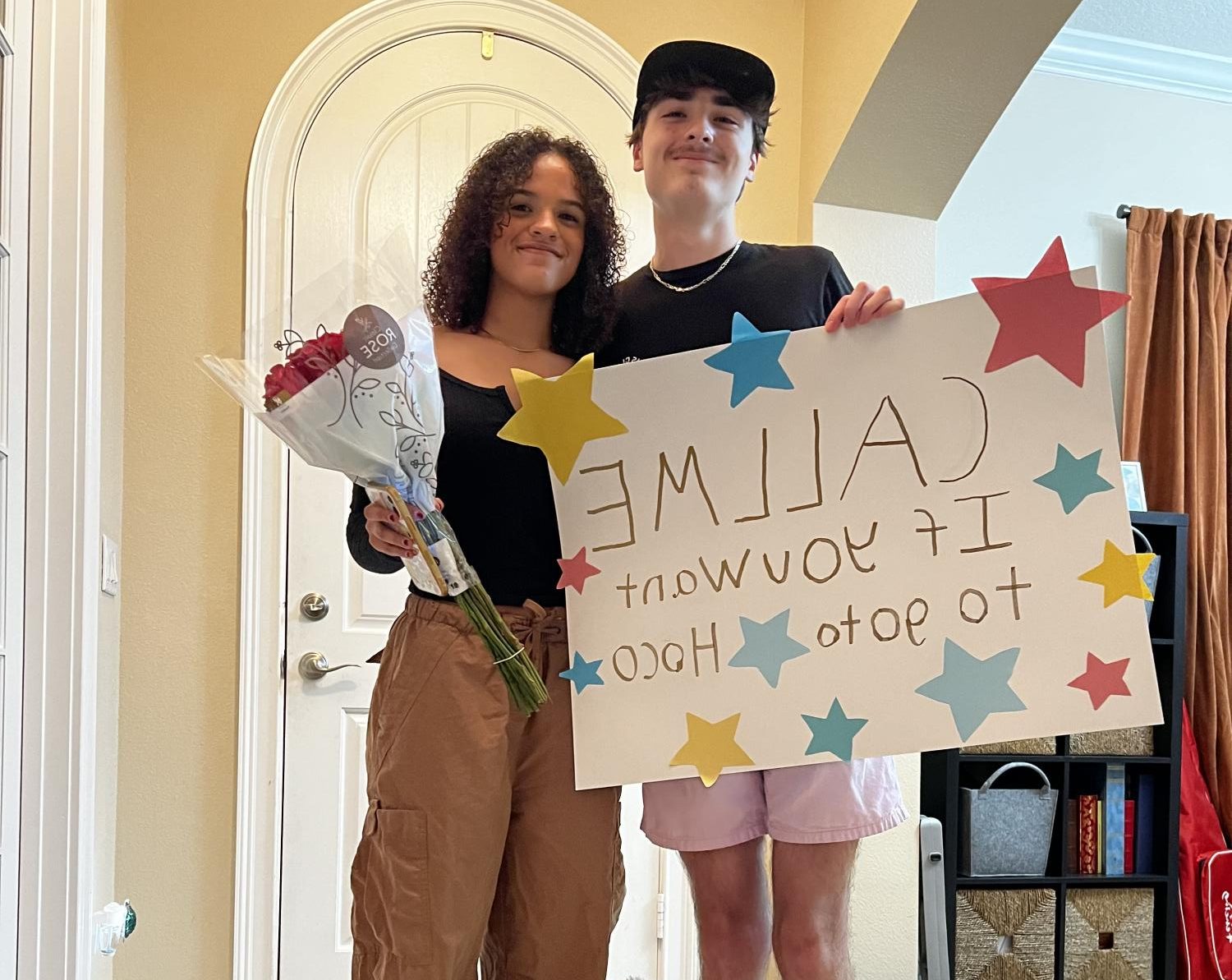 Sarah Jones and Anthony (Tony) Mitchell after Sarah agreed to go to homecoming with Tony. 