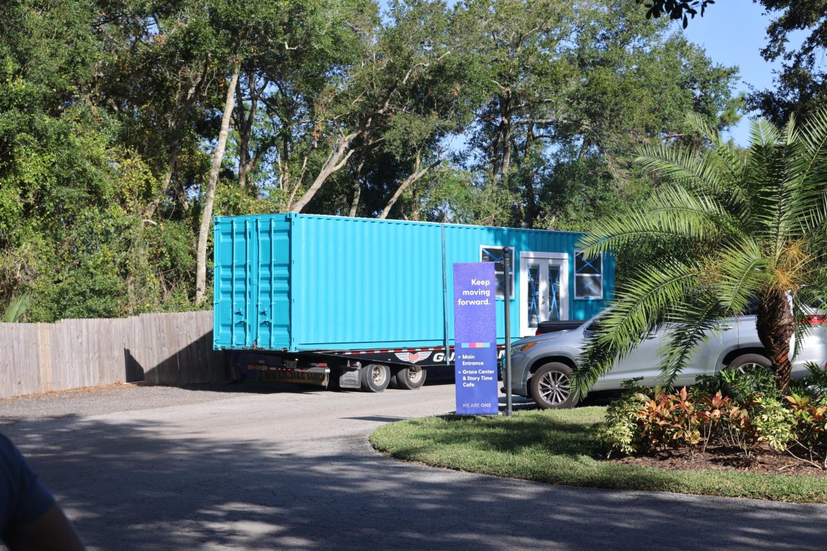 The uniform store arriving on campus. This is a much awaited place to store and sell the OS brand uniform. 